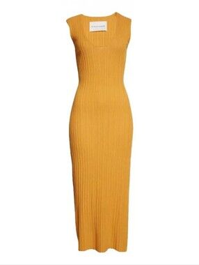 By Malene Birger Isole Ribbed Knit Midi Dress Orange Cloudberry Size Medium